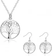 [Generic] Tree Necklace Earring Set Tree of Life Pendant Necklace and Earrings Jewelry Set