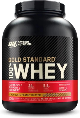 OPTIMUM NUTRITION Gold Standard 100% Whey Protein Powder, Chocolate Peanut Bu...