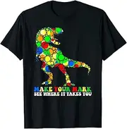 [X.Style] Dot Day T Rex Dinosaur Make Your Mark Polka Dot Kids Boys ds365 T-Shirt (M) Black