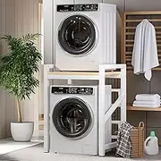 Laundry Room Organization, Over The Washer and Dryer Storage Shelf, Washer Dryer Countertop for Bathroom Laundry Room Balconies White