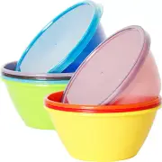 22 Ounce Plastic Bowls with Lids, Cereal Bowls, Soup Bowls, Food Storage Contain