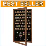 Lockable Extra-Large Military Challenge Coin Display Case with Removable Shelves