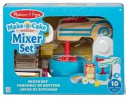 Melissa & Doug Wooden Make-a-Cake Mixer Set (11 pcs) - Play Food and Kitchen