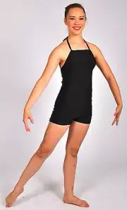 NWT Pumpers Black Spandex Halter Short Leg Unitard Adult S