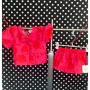 Kate Spade x Target Girls SET Classic Rose Puff Sleeve Blouse & Ruffle Shorts XS