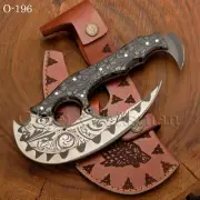 EXQUISITE CUSTOM MADE D2 TOOL STEEL PIZZA CUTTER, ULU KNIFE, CLEAVER - O196