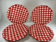 Set Of 4- Pioneer Woman Red & White Stoneware Gingham Plaid Dinner Plates~ 11"