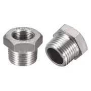 2pcs Hex Bushing 1/2 PT Male to 3/8 PT Female Pipe Fitting Reducer Adapter