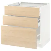 METOD base cabinet with 3 drawers, white Maximera/Askersund light ash effect, 80x60x80 cm