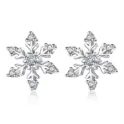 Zircon Snowflake Christmas Earrings Studs Winter Jewelry for Women and Girls