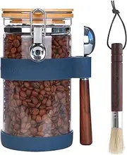 [Ken's Kitchen] Coffee Tin Airtight with Coffee Brush 1200ML 1500ML Coffee Bean Container with Spoon Coffee Powder Container Glass Jar with Lid