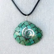 Native American-Santo Domingo Mosaic Turquoise SPIRAL Pendant Ambrosio Chavez