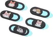 CONGARTENO 5Pcs Webcam Cover Slide Thin for Laptop Desktop Tablet Cute Cat Design Easy Finger Slide Protects Personal Privacy Durable Webcam Lens Caps Hoods