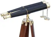 62" Floor Standing Admirals SolidBrass Black Leather Binocular,Cyber Monday Gift