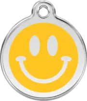 Red Dingo Dark Smiley Yellow Tag - Lifetime Guarantee - Cat, Dog, Pet ID Tag Eng