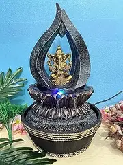 Global Grabbers Polyresin Table Top Indoor Outdoor Water Fall Fountain with LED Lights for Home and Office Decoration or Gifting (HDF-037) Standard
