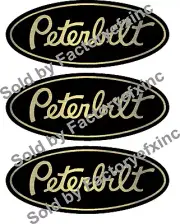 Custom Black Gold SS Peterbilt 359 Grille Hood Emblem Decals Triaxle Custom logo