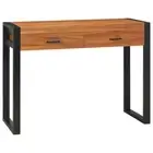 Wooden Desk With 2 Drawers Rustic Style Computer Writing Console Table Furniture