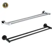 Decaura Double Towel Rail Rack Bar 750mm Chrome Black round Wall Holder Hanger
