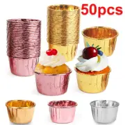50PC Paper Baking Cups Cupcake Wrapper Cake Cases Silver Foil Cup Cupcake Muffin