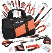 ValueMax Home Tool Set, 219-Piece Basic Household Repairing Tool Kit With 13-Inch Large Opening Tool Bag, Orange General Hand Tools Set, Great Gifts for Homeowner Beginners DIY