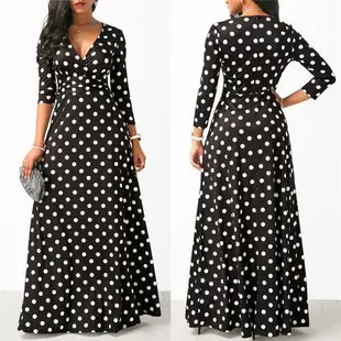 Sexy Slim Fit Polka Dot Long Sleeve Dress 性感修身波點連衣裙