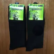 3 Pairs SIZE 11-14 95% BAMBOO SOCKS Men's Premium Work/School Socks Black