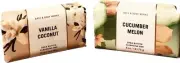 Bath & Body Works Shea Butter Cleansing Bar 2 Pc.Vanilla Coconut, Cucumber Melon