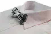 Boys White & Black Plaid Patterned Bow Tie