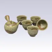 Tokoname Kyusu Teapot set - ISSIN - IRABO glaze - 330cc/ml - 1pot & 5yunomi cups