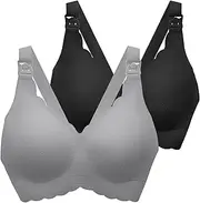 [MomWills] Nursing Bras for Breastfeeding, Seamless Ultra Comfort Breathable Maternity Bras, Natural Shape Pregnancy Bras