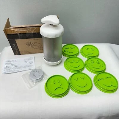 Pampered Chef cookie press and emoji cookie cutters and shapes easy clean