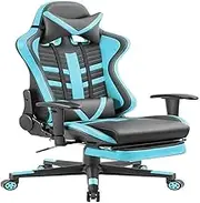 Gaming Chair, Computer - Cushioned Comfort High Back PU Leather,Ergonomic Recliner Home Office Video Game for Kids for Gift(Blue)