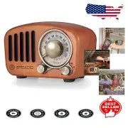 Mini Retro Bluetooth Speaker in Cherry Wood - Loud Volume & Bass Enhancement