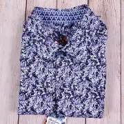 Robert Graham Mens Coolidge SS Button Up Blue Leaf Sz Small NWT MSRP $198.00