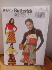 Butterick Reversible Apron Sewing Pattern S-M-L 3 views B5693 UNCUT