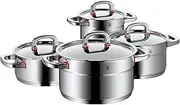 [WMF] cookware set 4-piece Premium One Inside scaling vapor hole Made in Germany Cool+ Technology metal lid Cromargan stainless steel brushed suitable for all stove tops including induction dishwasher-safe