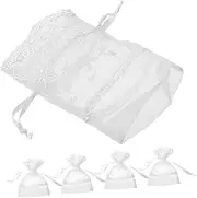 [TOVINANNA] 5pcs Jewelry Storage Bag present Bag Snack Mesh Pouch Jewelry Sack Pouches Mini Coin Purse Candy Sachet Wallet Mesh Party Favor Pocket Coin Purse Polyester Lace White