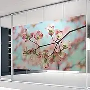 Flower Pattern Decorative Privacy Window Film Static Cling UV Blocking Heat Control Glass Window Sticker(200x90cm)