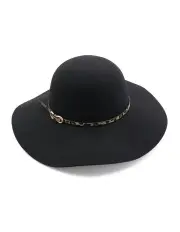 [Morgan & Taylor] Teagan Wool Felt Floppy Hat in Black & Leopard