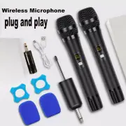 UHF Wireless Microphone System 2 Pcs Handheld Mic Receiver for Karaoke Meeting