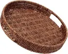 Rattan Tray 13.8 inch / 35cm Hand Woven Wicker Tray for Coffee Table 13.7"
