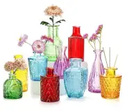 Bud Vases for Flowers,Glass Colored Bud Vase in Bulk Set of Colorful-10pcs