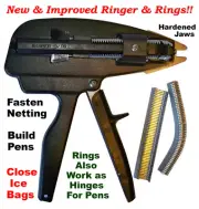 Hog Rings Ringer & Your Choice of 9/16" (SS BLUNT) or (Galv SHARP) Hog Rings