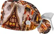 [YTYVAGT] 2-Pc,Gourd-Shaped Working Cap,Fisherman Hat with Buttons and Cotton Sweatband,Santa Claus Christmas Tree House