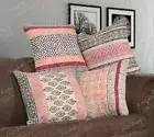 Set of 4 Handwoven Multicolor Block Printed Cotton Cushion Cover Living Room