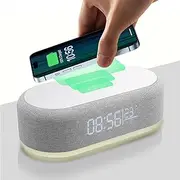 Bedside Alarm Clock Fast Wireless Charger for iPhone/Galaxy S Note Z Series/Pixel,Adjustable Lighting Night Lamp, LED Display with Temperature,12/24H Digital Clock for Bedrooms Living Room Office