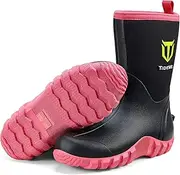 [TideWe] Rubber Boots for Women, 5.5mm Neoprene Insulated Rain Boots with Steel Shank, Waterproof Mid Calf Hunting Boots, Sturdy Rubber Work Boots for Farming Gardening Fishing