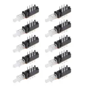 Push Button Switch, DPDT 6 Pin 1 Position Self-Locking Black 10pcs