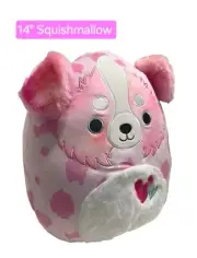 Squishmallows Magnis 14" Pink Australian Shepherd Dog w/ Hearts Valentines LOVE